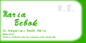 maria bebok business card