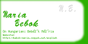 maria bebok business card